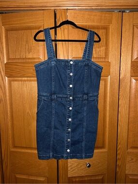 bishop + young Dark Blue Denim Button-Front Mini Dress